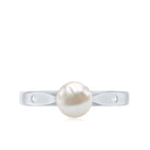 Rosec Jewels-Natural 2 Carat Freshwater Pearl Solitaire Ring with Diamond