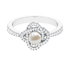 2.50 CT Freshwater Pearl Engagement Ring with Diamond Accent AAA - Rosec Jewels