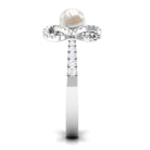 2.50 CT Freshwater Pearl Engagement Ring with Diamond Accent AAA - Rosec Jewels