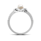 2.50 CT Freshwater Pearl Engagement Ring with Diamond Accent AAA - Rosec Jewels