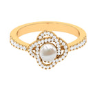 2.50 CT Freshwater Pearl Engagement Ring with Diamond Accent AAA - Rosec Jewels