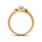 2.50 CT Freshwater Pearl Engagement Ring with Diamond Accent AAA - Rosec Jewels