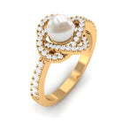 2.50 CT Freshwater Pearl Engagement Ring with Diamond Accent AAA - Rosec Jewels