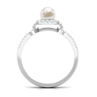 Rosec Jewels-2.50 CT Freshwater Pearl and Diamond Engagement Ring with Split Shank