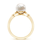 Rosec Jewels-Cultured 7.4 Carat Freshwater Pearl Diamond Engagement Ring with Split Shank