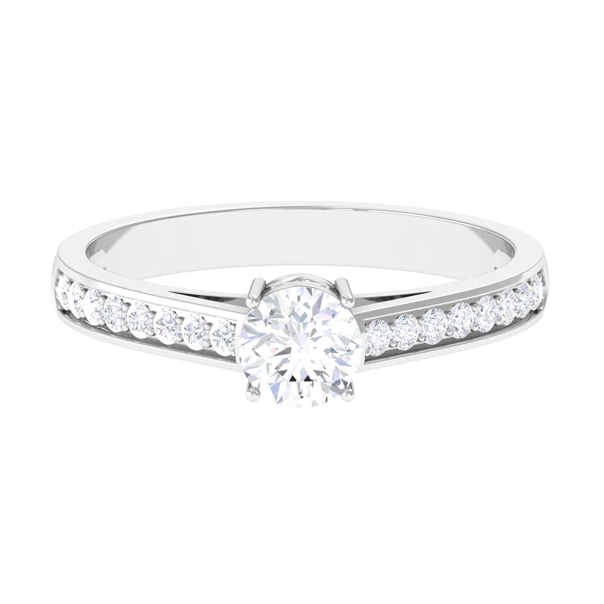 Rosec Jewels-Minimal Cubic Zirconia Engagement Ring with Certificate