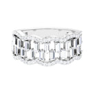 Round and Baguette Cut Zircon Classic Wedding Band Ring Zircon - ( AAAA ) - Quality - Rosec Jewels