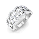Round and Baguette Cut Zircon Classic Wedding Band Ring AAAA - Rosec Jewels