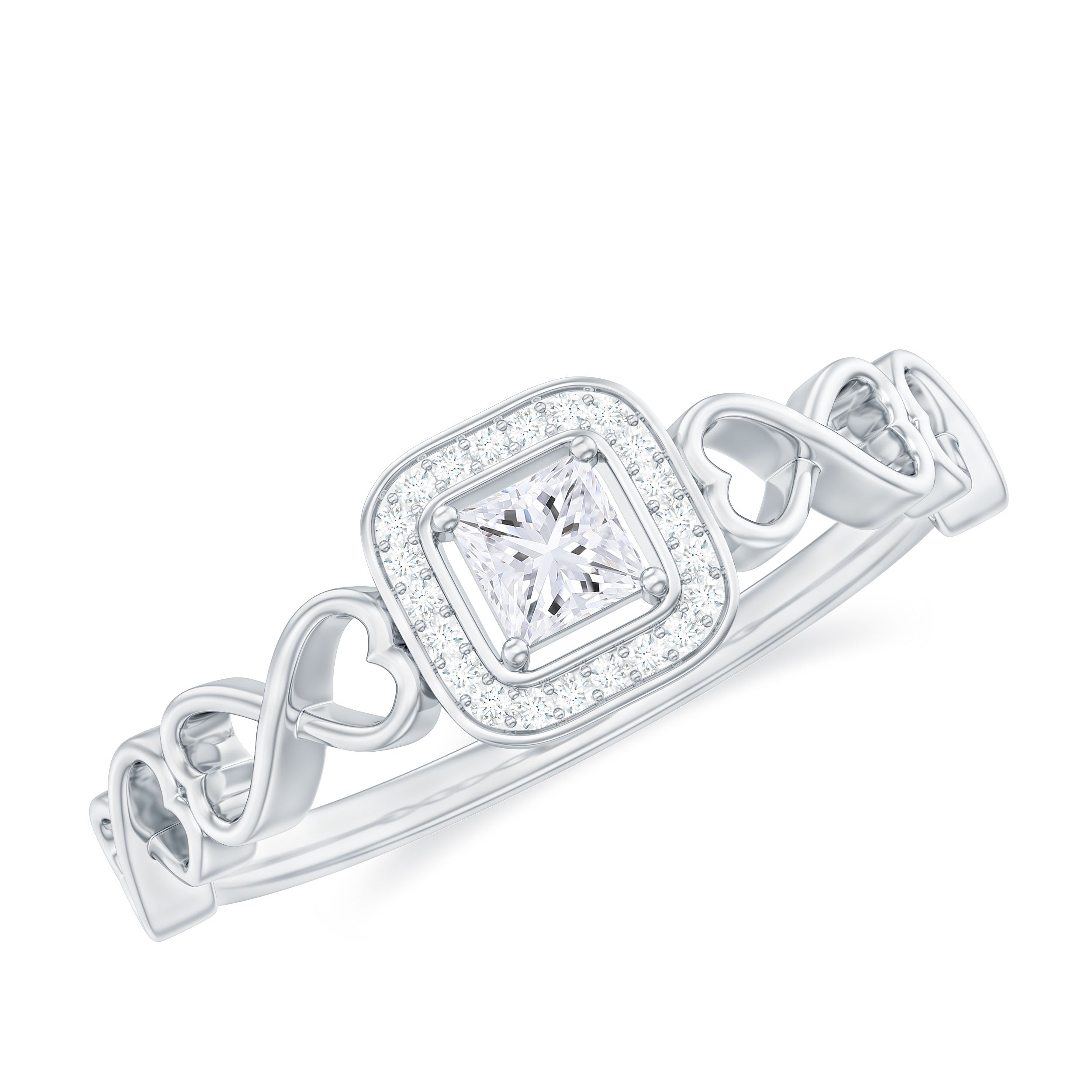 1/2 CT Infinity Heart Cubic Zirconia Engagement Ring AAAA - Rosec Jewels