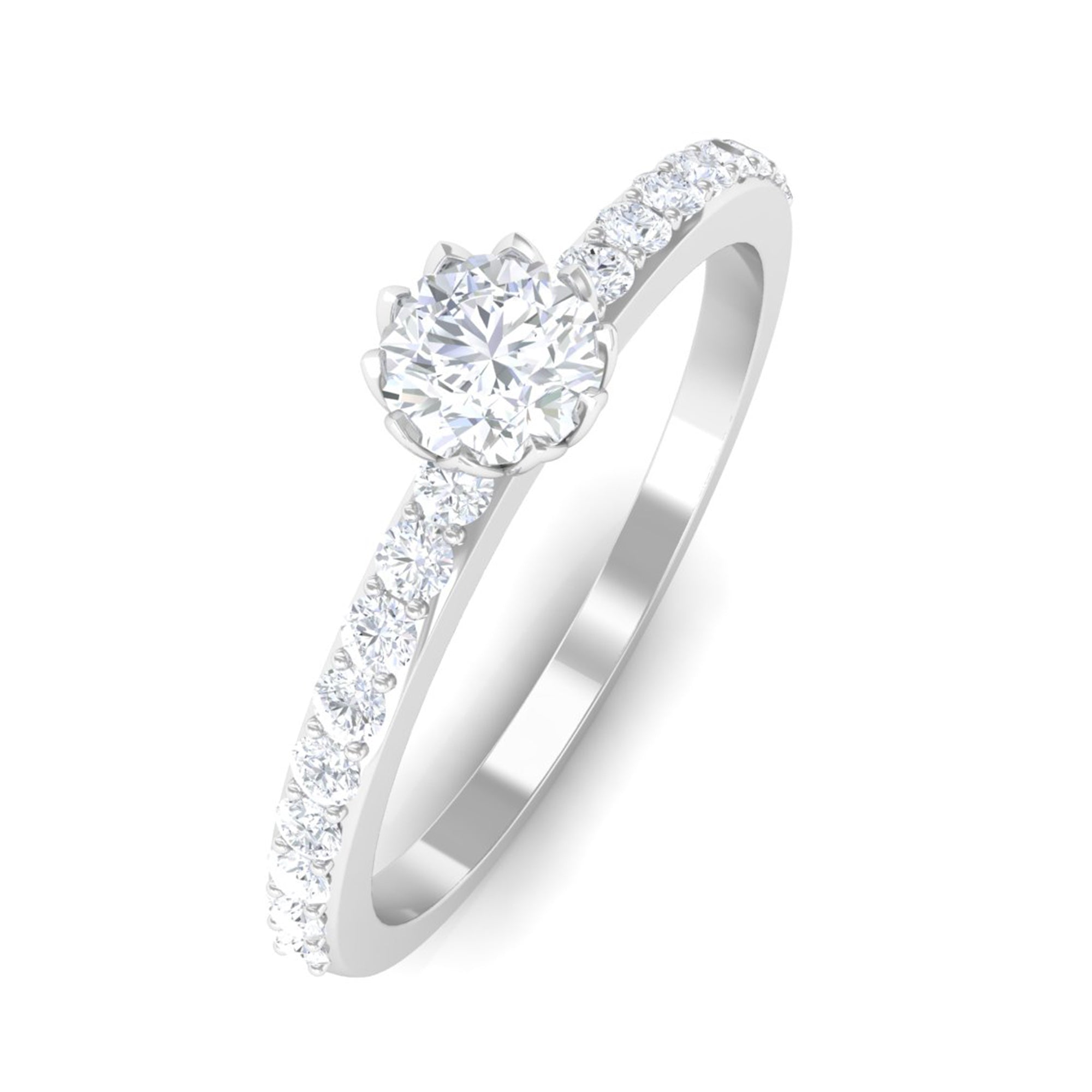 3/4 CT Lotus Basket Set Solitaire Cubic Zirconia Engagement Ring AAAA - Rosec Jewels