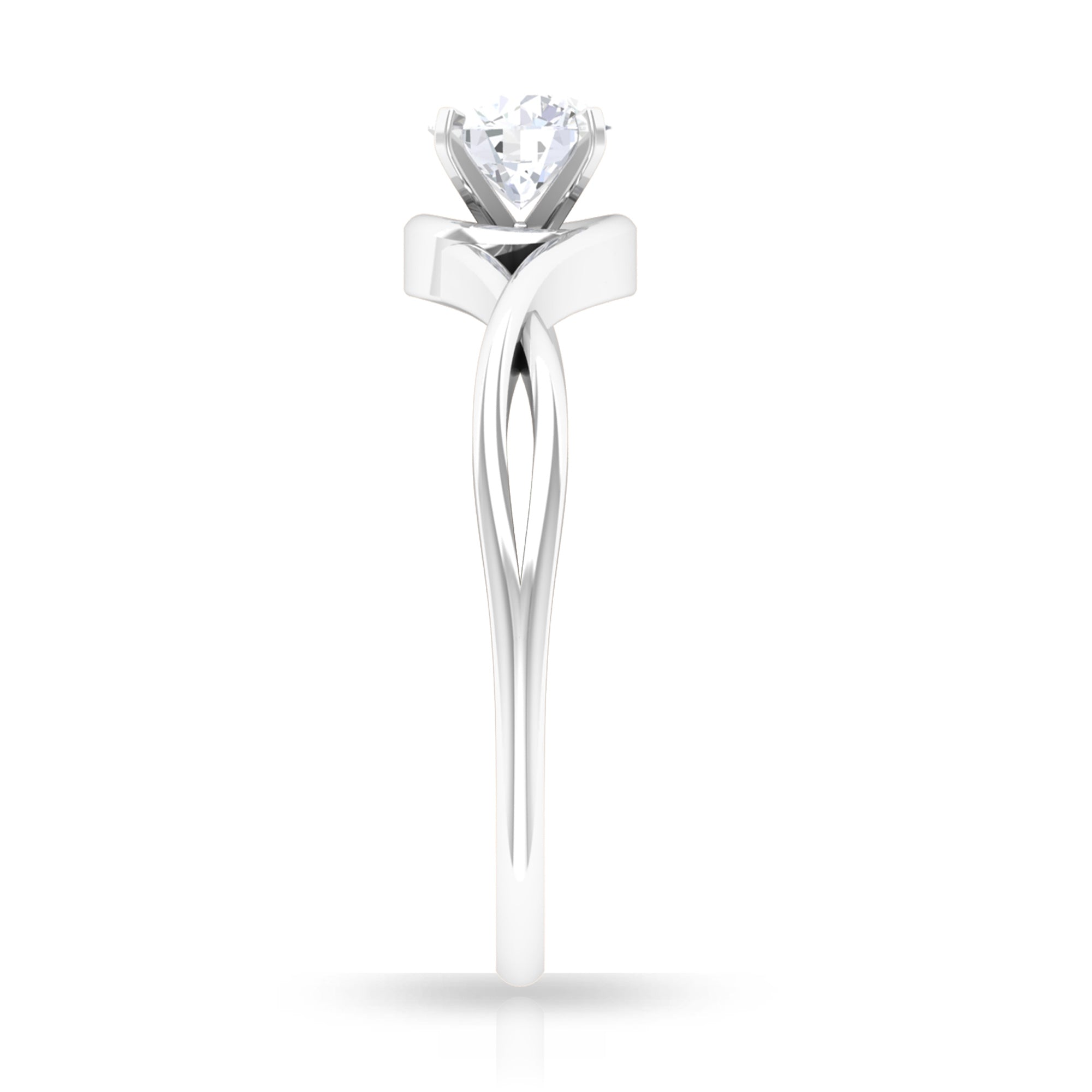 1/2 CT Round Solitaire Zircon Crossover Engagement Ring AAAA - Rosec Jewels