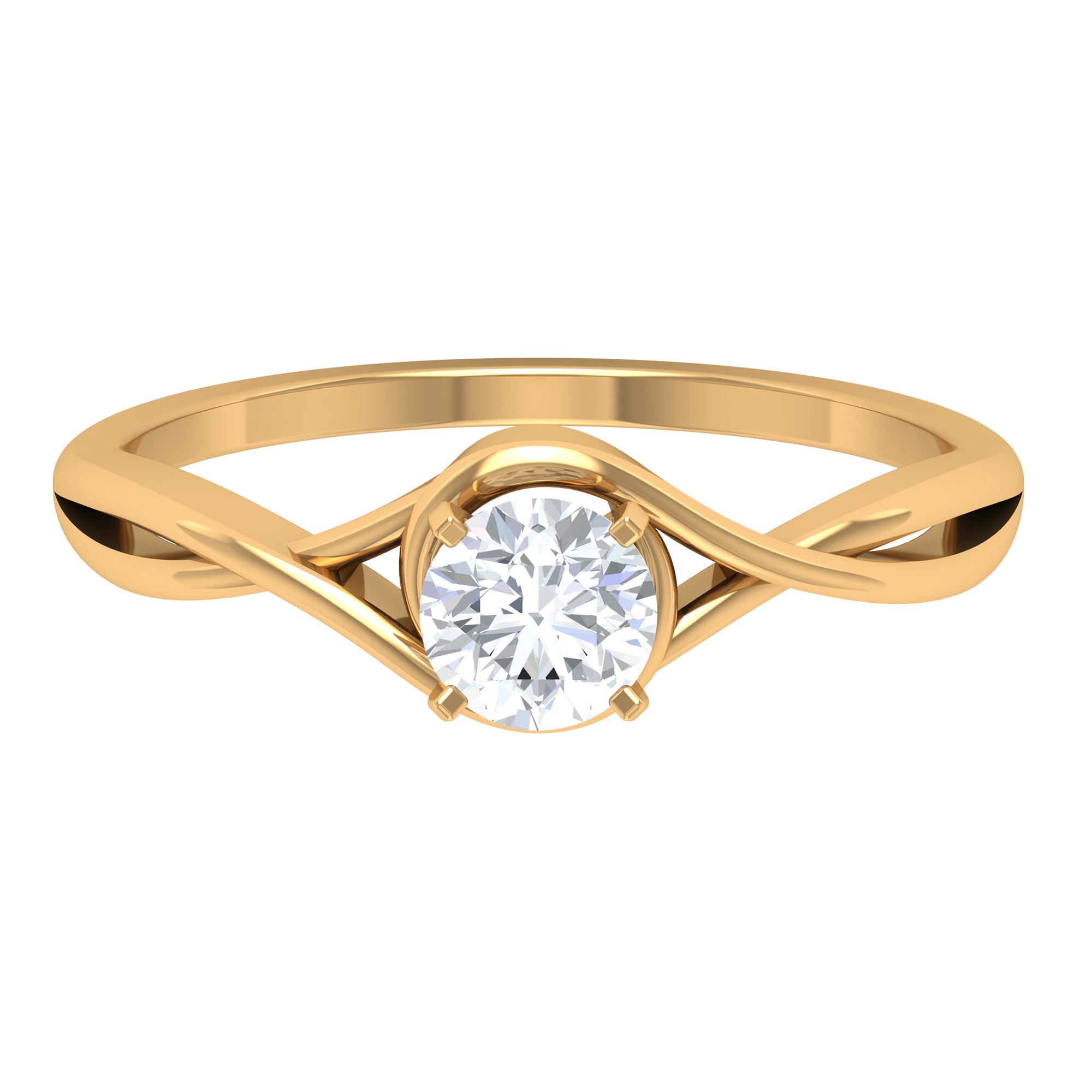 1/2 CT Round Solitaire Zircon Crossover Engagement Ring AAAA - Rosec Jewels