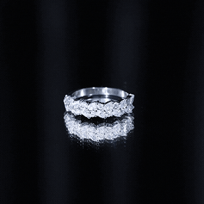 Marquise and Round Zircon Half Eternity Band Ring AAAA - Rosec Jewels