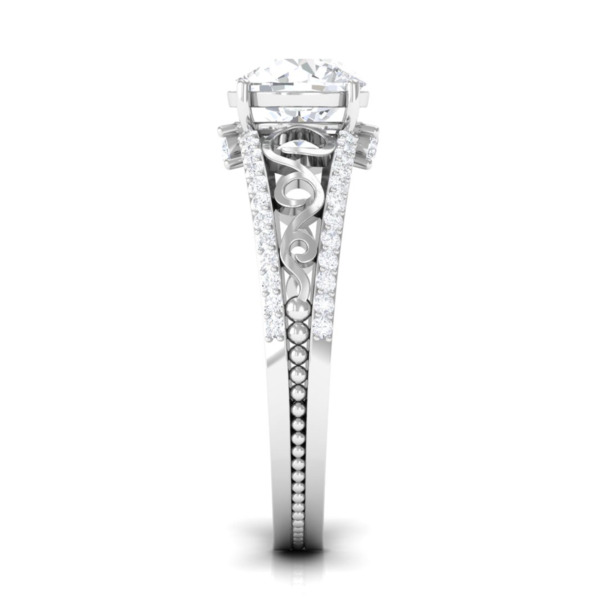 Rosec Jewels-Solitaire 1 Carat Cubic Zirconia Vintage Looking Engagement Ring