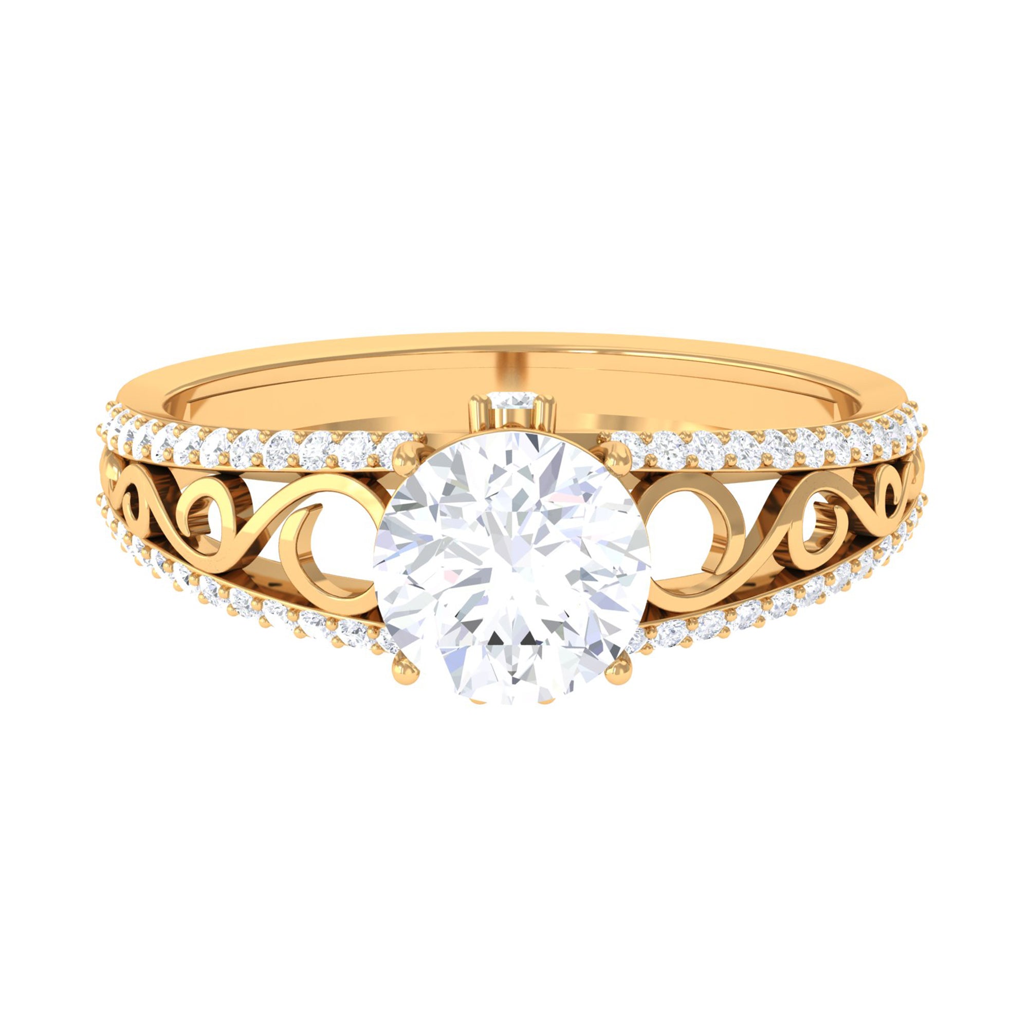 Rosec Jewels-Solitaire 1 Carat Cubic Zirconia Vintage Looking Engagement Ring