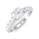 1 CT Round Cubic Zirconia Side Stone Engagement Ring AAAA - Rosec Jewels