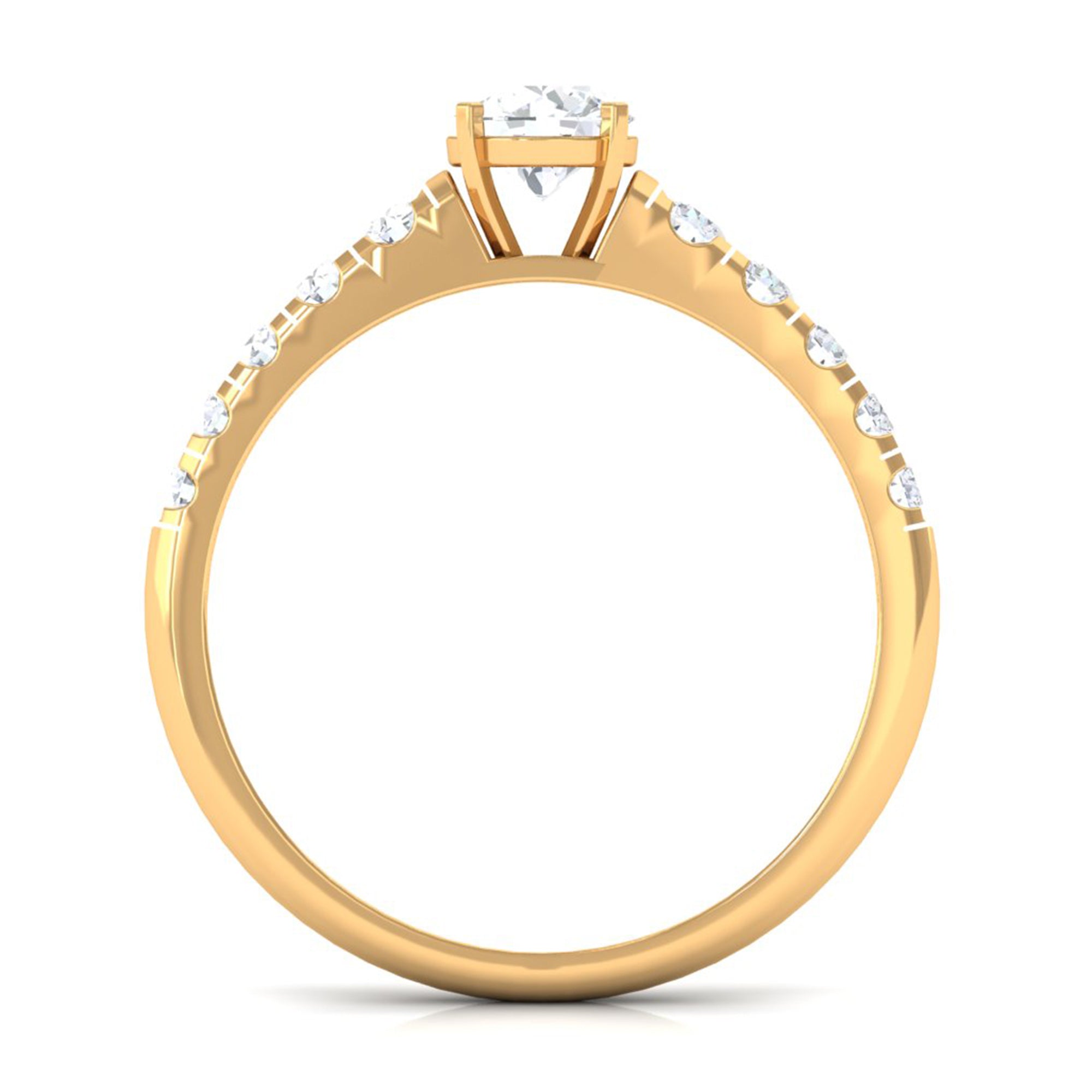 1 CT Round Cubic Zirconia Side Stone Engagement Ring AAAA - Rosec Jewels