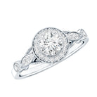 Antique Inspired Zircon Halo Engagement Ring AAAA - Rosec Jewels