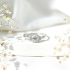 Antique Inspired Zircon Halo Engagement Ring AAAA - Rosec Jewels