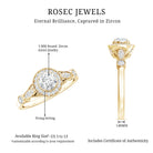 Antique Inspired Zircon Halo Engagement Ring AAAA - Rosec Jewels