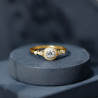 Antique Inspired Zircon Halo Engagement Ring AAAA - Rosec Jewels