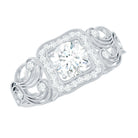Zircon Vintage Inspired Halo Engagement Ring AAAA - Rosec Jewels