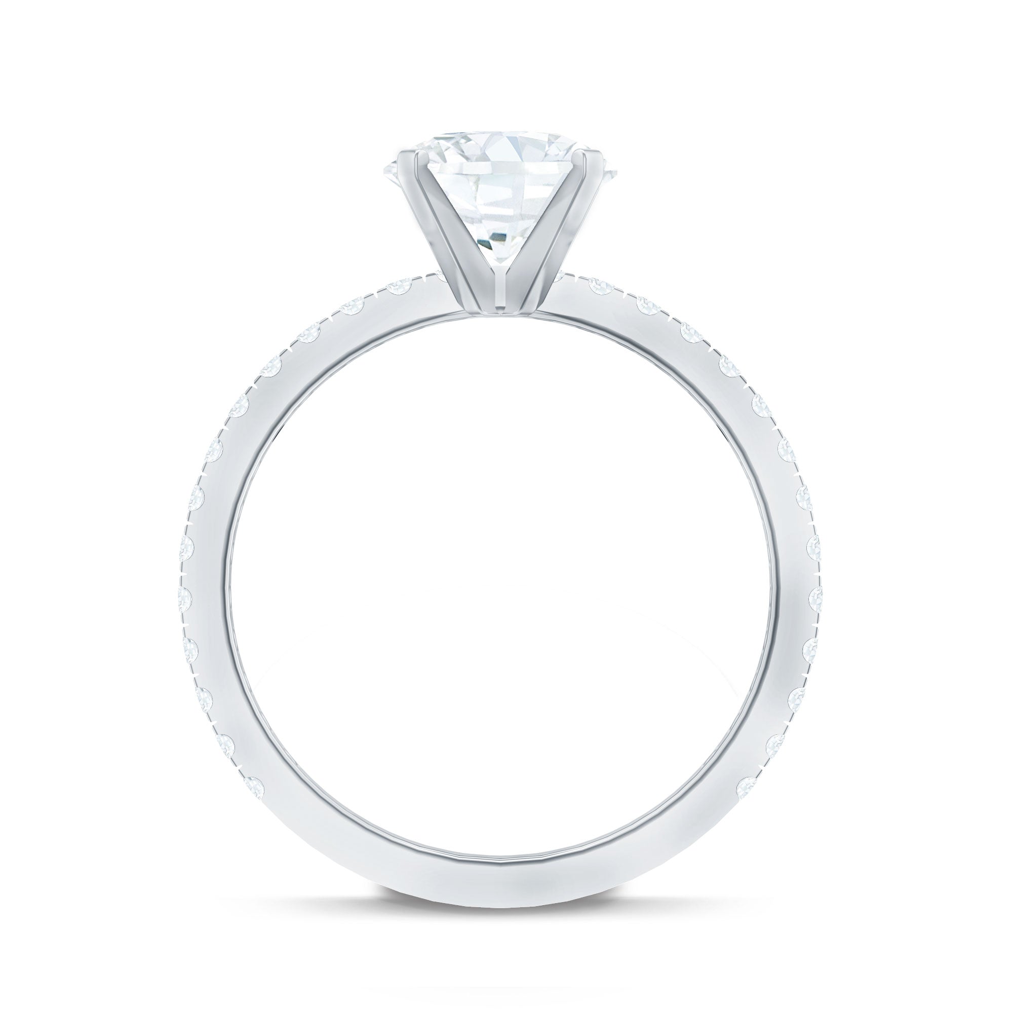 2.75 CT Zircon Solitaire Engagement Ring with Side Stones AAAA - Rosec Jewels
