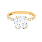 4.75 CT Zircon Solitaire Engagement Ring with Side Stones AAAA - Rosec Jewels