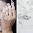 Certified Cubic Zirconia Classic Floating Halo Engagement Ring AAAA - Rosec Jewels