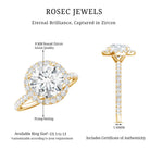 Certified Cubic Zirconia Classic Floating Halo Engagement Ring AAAA - Rosec Jewels