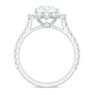 Zircon Round Engagement Ring with Floating Halo and Side Stones AAAA - Rosec Jewels