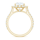 Zircon Round Engagement Ring with Floating Halo and Side Stones AAAA - Rosec Jewels