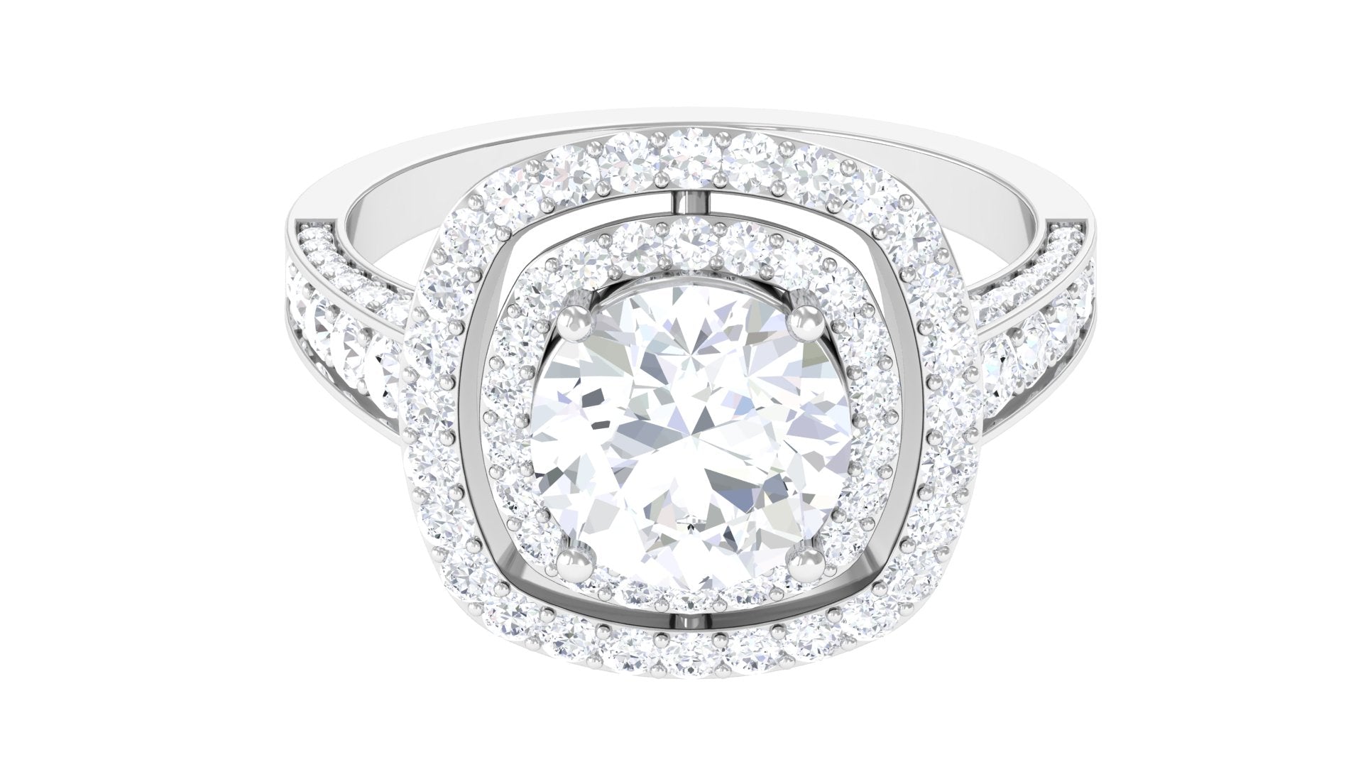 Cubic Zirconia Double Halo Engagement Ring AAAA - Rosec Jewels
