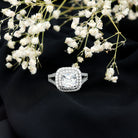 Certified 3 Carat Cubic Zirconia Double Vintage Inspired Engagement Ring AAAA 92.5 Sterling Silver 7 - Rosec Jewels