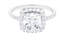 4.25 CT Cushion Cut Zircon Engagement Ring with Halo AAAA - Rosec Jewels