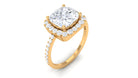 4.25 CT Cushion Cut Zircon Engagement Ring with Halo AAAA - Rosec Jewels