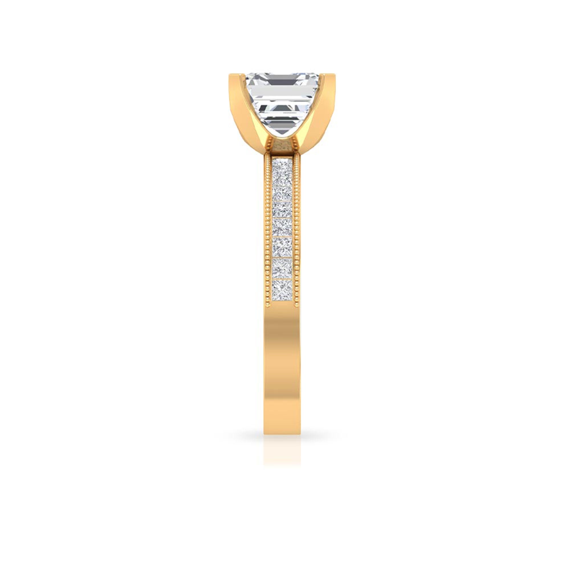 Asscher Cut Zircon Solitaire Engagement Ring AAAA - Rosec Jewels