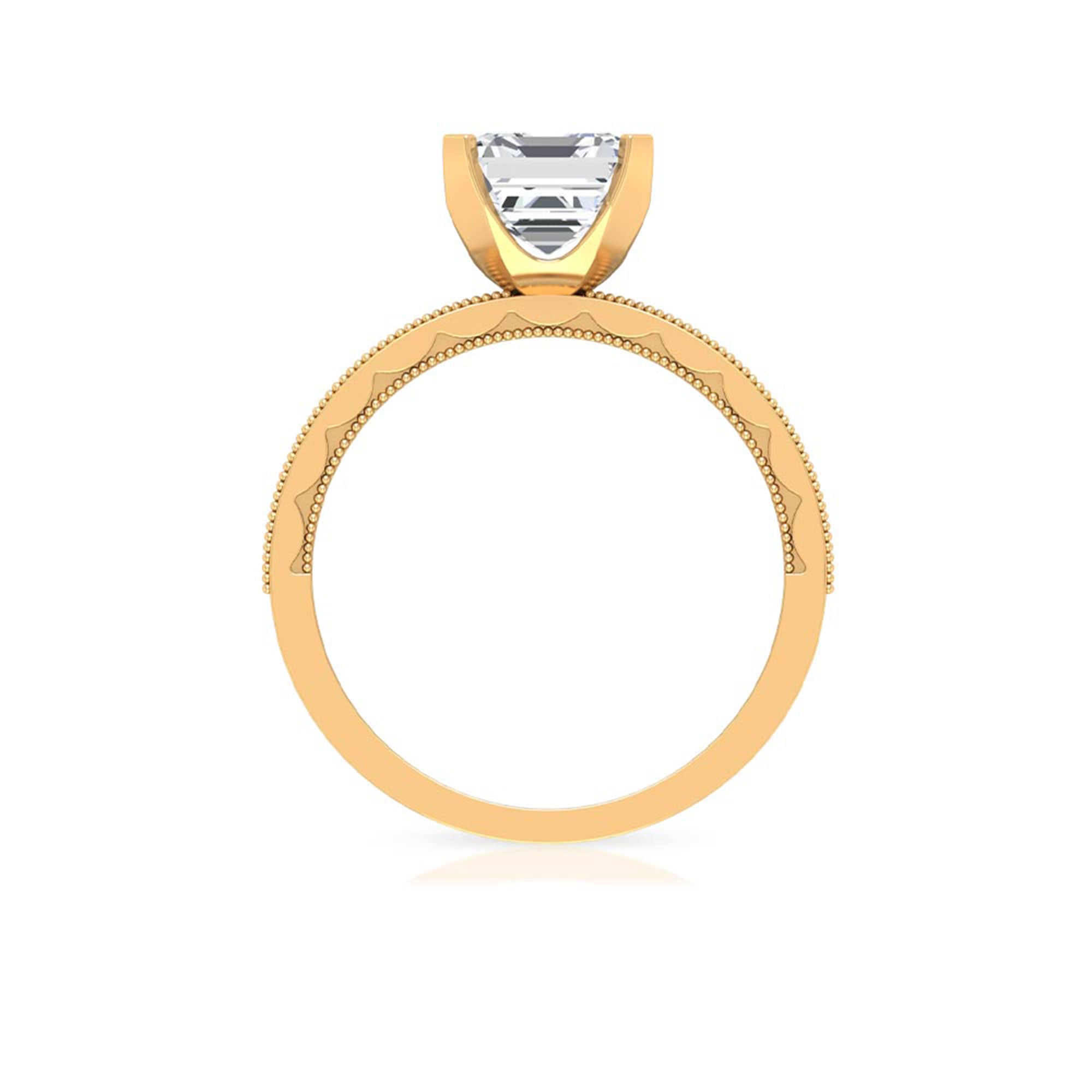Asscher Cut Zircon Solitaire Engagement Ring AAAA - Rosec Jewels