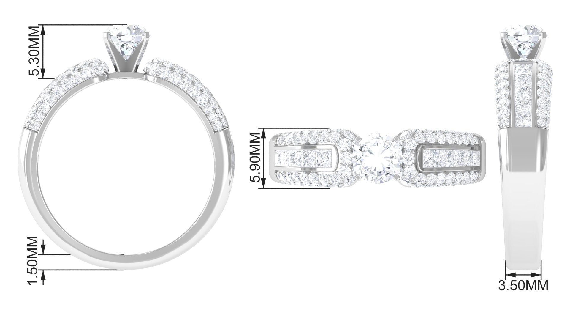 Rosec Jewels-Certified Cubic Zirconia Statement Engagement Ring
