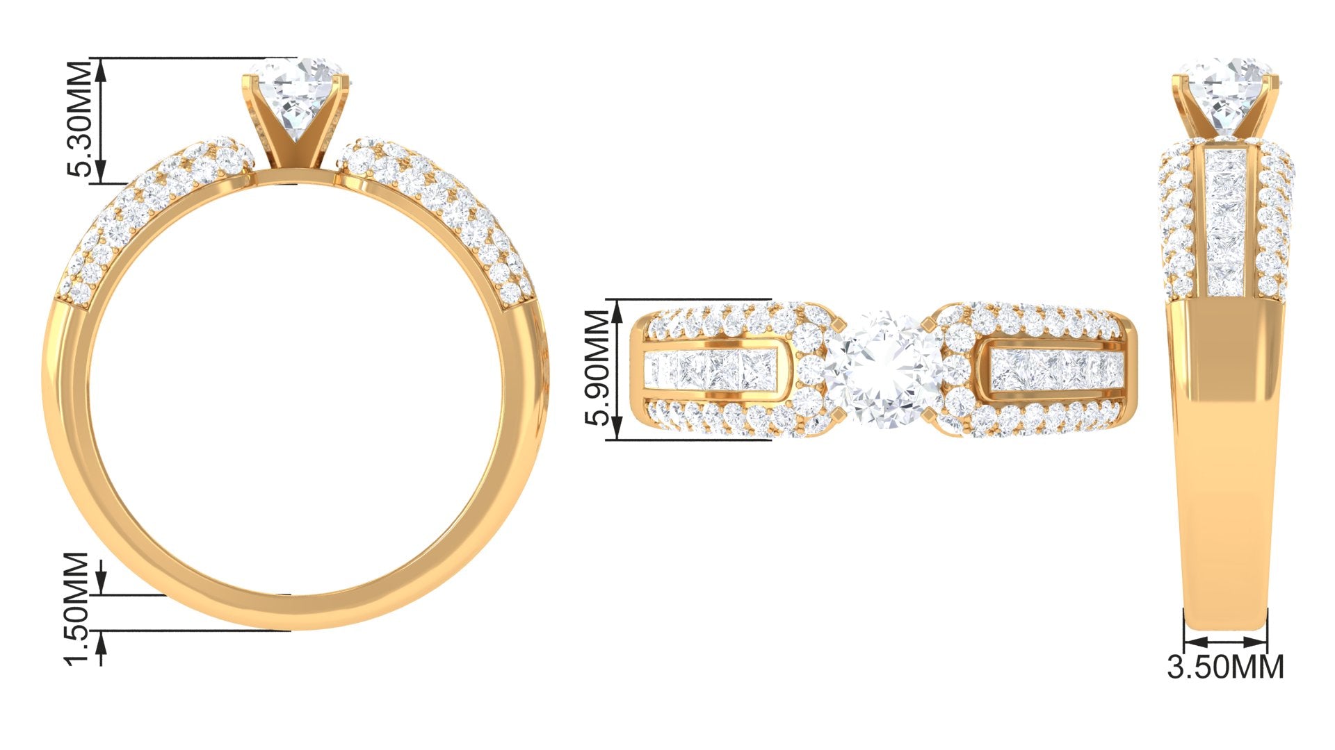 Rosec Jewels-Certified Cubic Zirconia Statement Engagement Ring