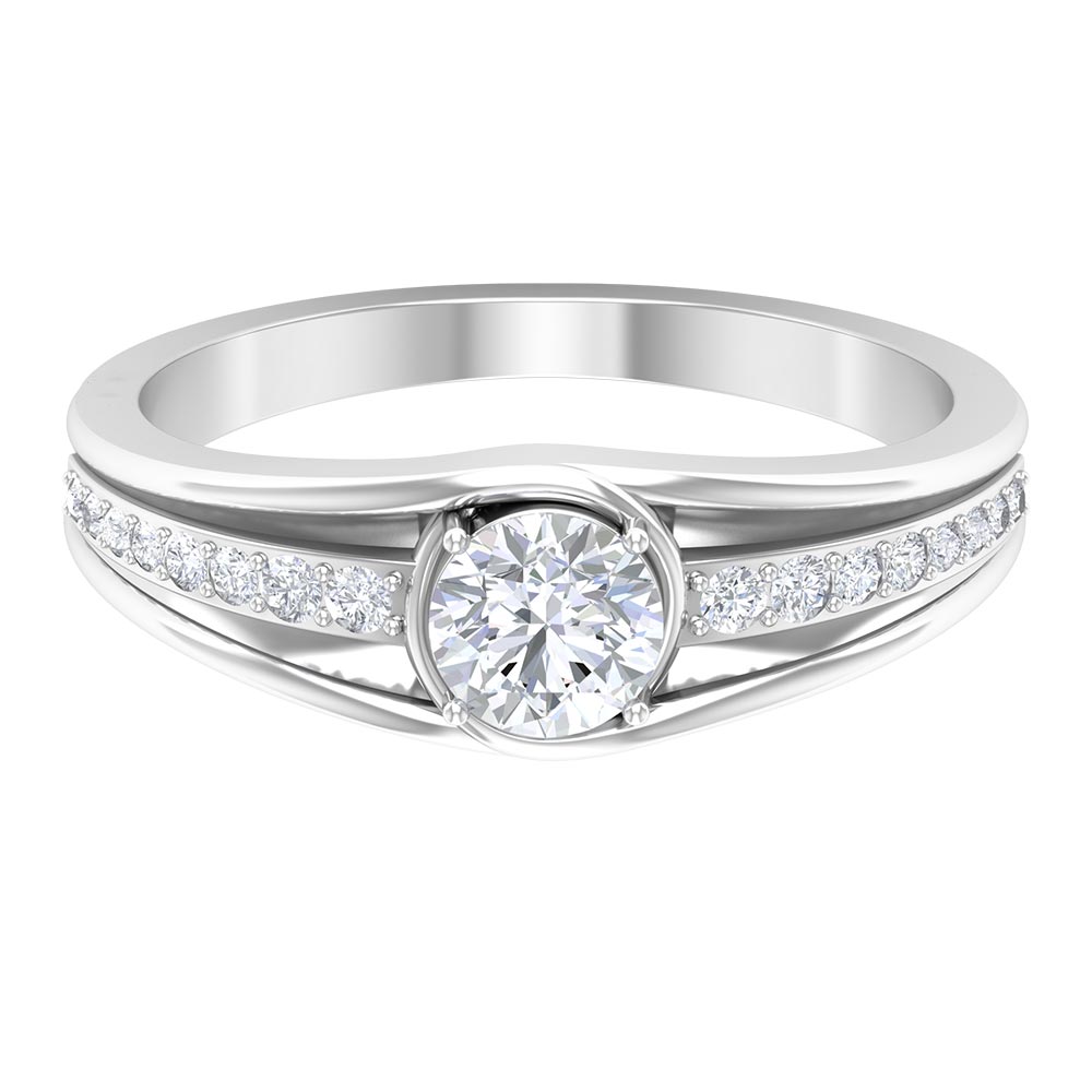 Cubic Zirconia Solitaire Band Ring AAAA - Rosec Jewels