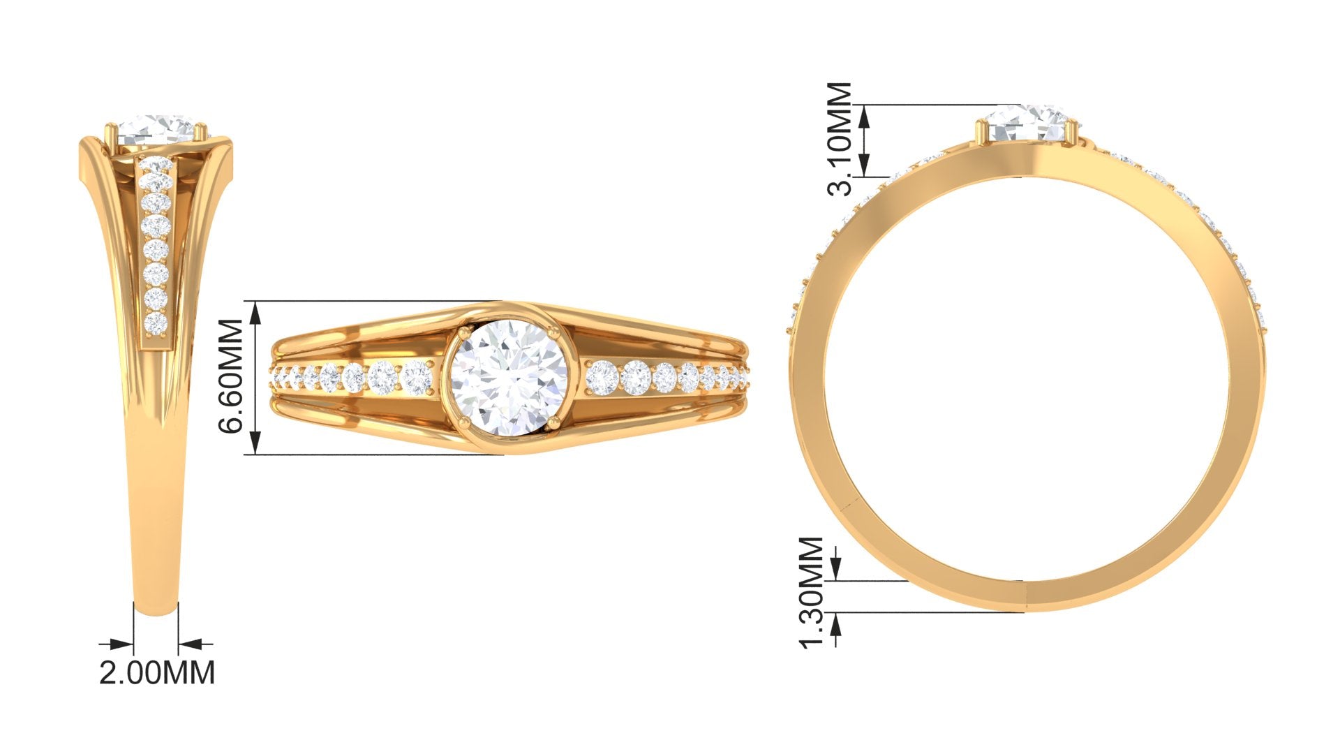 Cubic Zirconia Solitaire Band Ring AAAA - Rosec Jewels