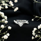 Zircon Crossover Solitaire Engagement Ring AAAA - Rosec Jewels