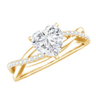 Zircon Crossover Solitaire Engagement Ring AAAA - Rosec Jewels