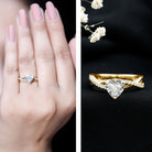 Zircon Crossover Solitaire Engagement Ring AAAA - Rosec Jewels