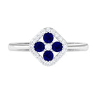 1/2 CT Blue Sapphire Cluster Ring with Diamond Accent AAA - Rosec Jewels