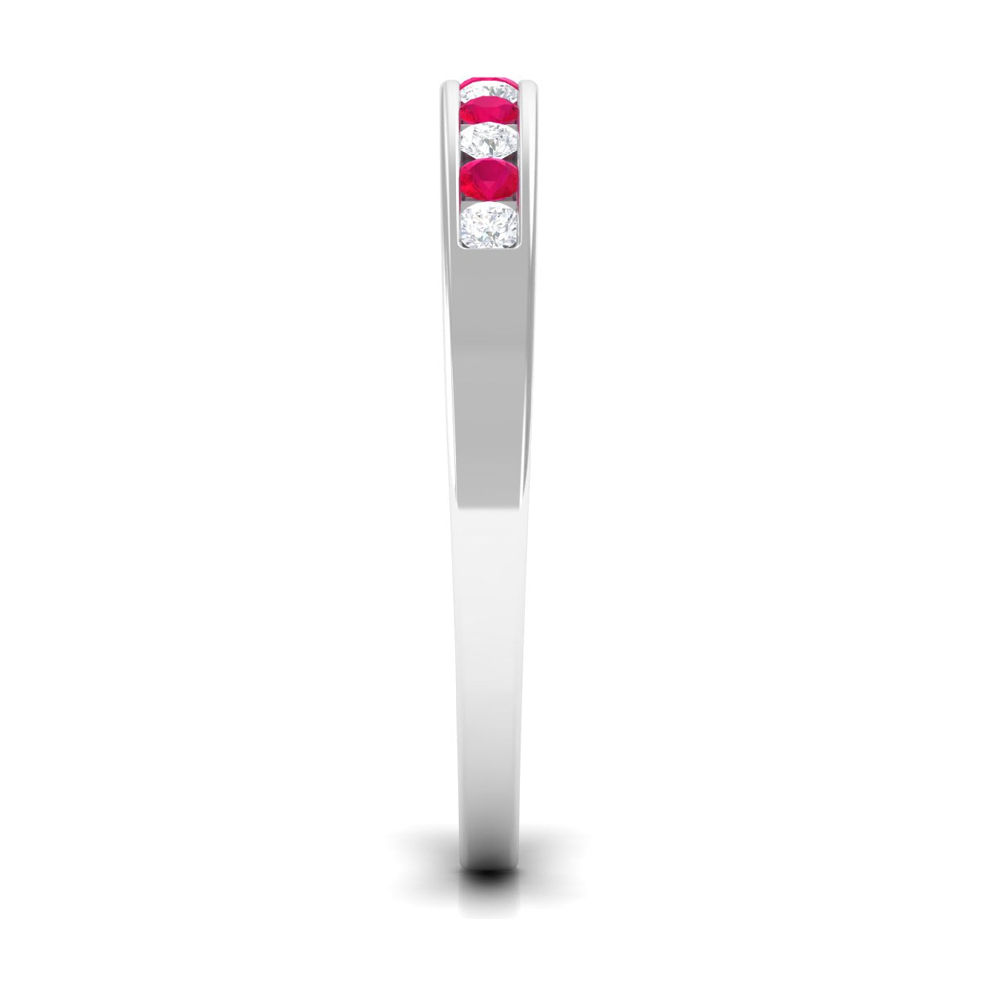 Rosec Jewels-Minimal Ruby Diamond Ring in Channel Set