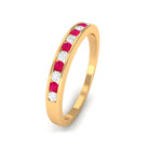 Rosec Jewels-Minimal Ruby Diamond Ring in Channel Set