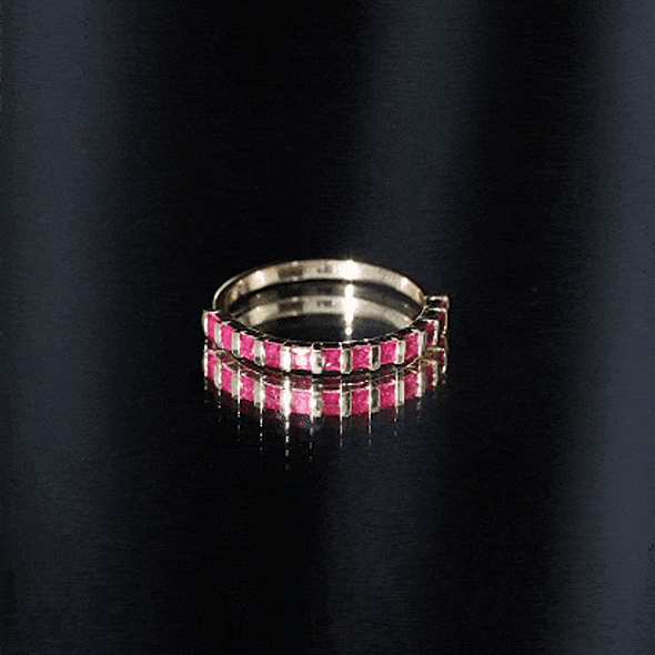 Rosec Jewels-Natural Princess Cut Ruby Half Eternity Ring for Women
