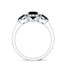 Natural Black Onyx Three Stone Engagement Ring AAA - Rosec Jewels